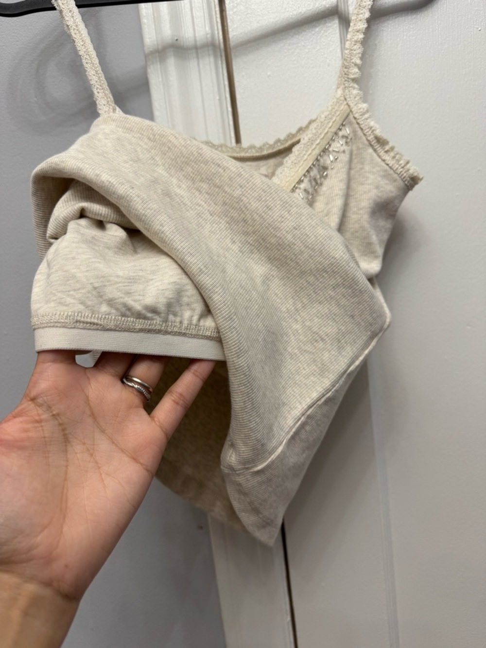 A&F Archive Embellished Rib Cami - Heather Oatmeal - Picture 10 of 12